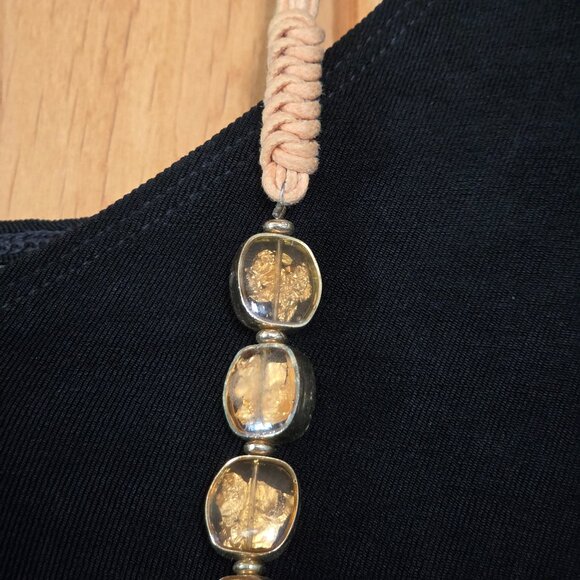 Chico's Goldtone and Chunky Flat Beads Long Necklace - Picture 2 of 6